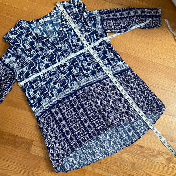 Habitat Blue and White Mayan Border Tunic Top - Picture 12 of 12